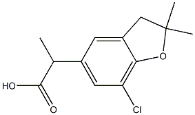 2,3-Dihydro-7-chloro-α,2,2-trimethyl-5-benzofuranacetic acid Struktur