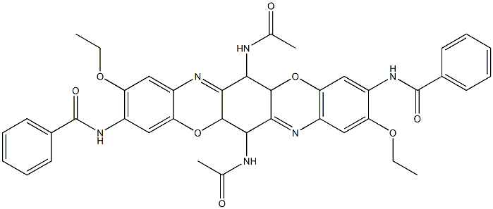 N,N'-[6,13-bis (acetylamino)-2,9-diethoxy-5a,6,12a,13-tetrahydro-3,10-triphennodioxazinediyl]bis-Benazmide Struktur