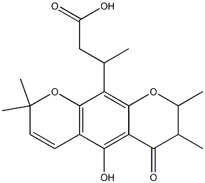 7,8-Dihydro-5-hydroxy-β,2,2,7,8-pentamethyl-6-oxo-2H,6H-benzo[1,2-b:5,4-b']dipyran-10-propanoic acid Struktur