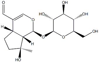 (1S)-1-(β-D-Glucopyranosyloxy)-1,4aα,5,6,7,7aα-hexahydro-7α-hydroxy-7-methylcyclopenta[c]pyran-4-carbaldehyde Struktur