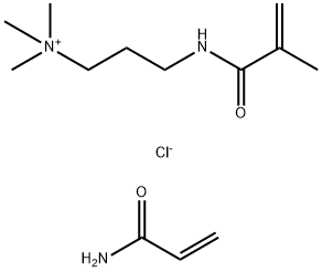 1-Propanaminium, N,N,N-trimethyl-3-(2-methyl-1-oxo-2-propenyl)amino-, chloride, polymer with 2-propenamide Struktur