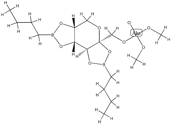 2-O,3-O:4-O,5-O-Bis(butylboranediyl)-β-D-fructopyranose 1-(phosphoric acid dimethyl) ester Struktur