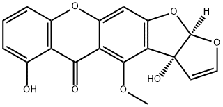 (3aR)-3a,12aα-Dihydro-3a,6-dihydroxy-4-methoxy-5H-furo[3',2':4,5]furo[3,2-b]xanthen-5-one Struktur