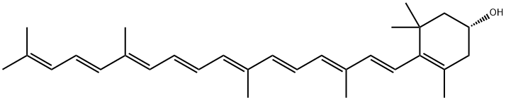 (R)-3,5,5-Trimethyl-4-[(3E,5E,7E,9E,11E,13E)-3,7,12,16-tetramethylheptadeca-1,3,5,7,9,11,13,15-octenyl]-3-cyclohexen-1-ol Struktur