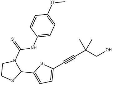 3-Thiazolidinecarbothioamide,2-[5-(4-hydroxy-3,3-dimethyl-1-butynyl)-2-thienyl]-N-(4-methoxyphenyl)-(9CI) Struktur