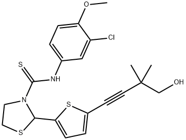 3-Thiazolidinecarbothioamide,N-(3-chloro-4-methoxyphenyl)-2-[5-(4-hydroxy-3,3-dimethyl-1-butynyl)-2-thienyl]-(9CI) Struktur