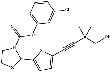 3-Thiazolidinecarbothioamide,N-(3-chlorophenyl)-2-[5-(4-hydroxy-3,3-dimethyl-1-butynyl)-2-thienyl]-(9CI) Struktur