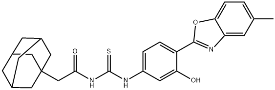 Tricyclo[3.3.1.13,7]decane-1-acetamide, N-[[[3-hydroxy-4-(5-methyl-2-benzoxazolyl)phenyl]amino]thioxomethyl]- (9CI) Struktur