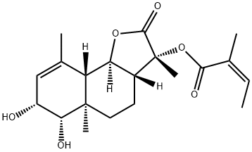 (Z)-2-Methyl-2-butenoic acid (3R,3aβ,5aα,9aβ,9bα)-2,3,3a,4,5,5a,6,7,9a,9b-decahydro-6α,7α-dihydroxy-3,5a,9-trimethyl-2-oxonaphtho[1,2-b]furan-3α-yl ester Struktur