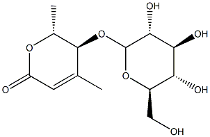 (5S,6R)-5-(β-D-Glucopyranosyloxy)-5,6-dihydro-4,6-dimethyl-2H-pyran-2-one Struktur