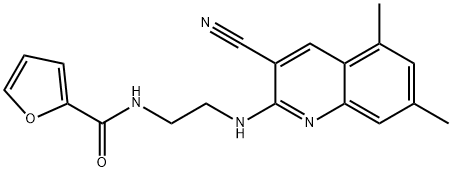 2-Furancarboxamide,N-[2-[(3-cyano-5,7-dimethyl-2-quinolinyl)amino]ethyl]-(9CI) Struktur