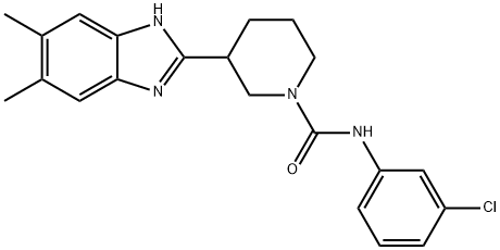 1-Piperidinecarboxamide,N-(3-chlorophenyl)-3-(5,6-dimethyl-1H-benzimidazol-2-yl)-(9CI) Struktur