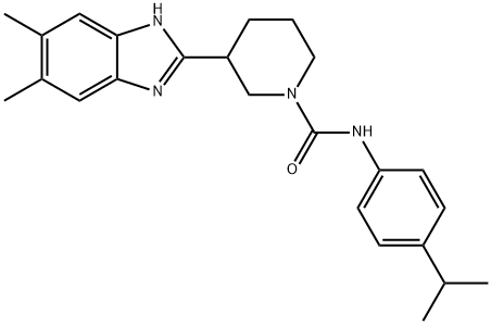 1-Piperidinecarboxamide,3-(5,6-dimethyl-1H-benzimidazol-2-yl)-N-[4-(1-methylethyl)phenyl]-(9CI) Struktur