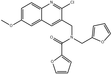 2-Furancarboxamide,N-[(2-chloro-6-methoxy-3-quinolinyl)methyl]-N-(2-furanylmethyl)-(9CI) Struktur