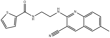 2-Thiophenecarboxamide,N-[2-[(3-cyano-6-methyl-2-quinolinyl)amino]ethyl]-(9CI) Struktur