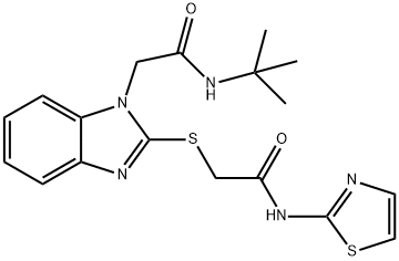 1H-Benzimidazole-1-acetamide,N-(1,1-dimethylethyl)-2-[[2-oxo-2-(2-thiazolylamino)ethyl]thio]-(9CI) Struktur