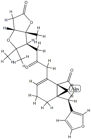 (3R)-3β-(3-Furyl)-7-[3-[(3S,3aR,6aR)-hexahydro-2,2,3a-trimethyl-5-oxofuro[3,2-b]furan-3-yl]-2-oxopropyl]-4,5-dihydro-3aβ,7aβ-methanoisobenzofuran-1(3H)-one Struktur