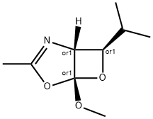 4,6-Dioxa-2-azabicyclo[3.2.0]hept-2-ene,5-methoxy-3-methyl-7-(1-methylethyl)-,(1R,5S,7R)-rel- Struktur