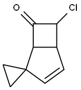 Spiro[bicyclo[3.2.0]hept-3-ene-2,1-cyclopropan]-7-one,  6-chloro-,  (1-alpha-,5-alpha-,6-bta-)-  (9CI) Struktur