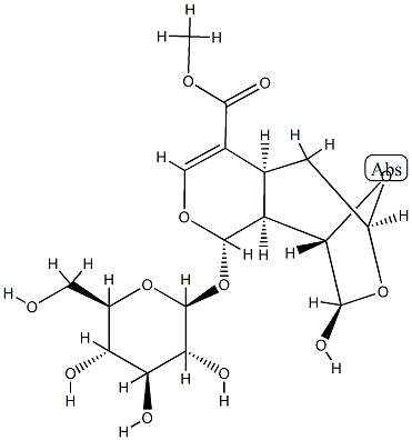 (1S,8R)-1α-(β-D-Glucopyranosyloxy)-4aα,5,6,8,9,9aα-hexahydro-8-hydroxy-6β,9β-epoxy-1H-pyrano[3,4-d]oxepine-4-carboxylic acid methyl ester Struktur