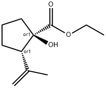 Cyclopentanecarboxylic acid, 1-hydroxy-2-(1-methylethenyl)-, ethyl ester, (1R,2S)-rel- (9CI) Struktur