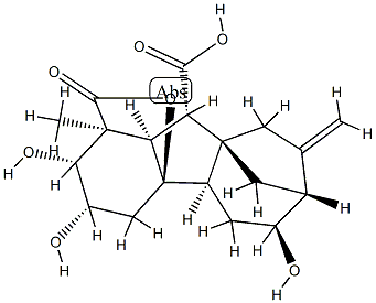 2β,3β,4aα,6α-Tetrahydroxy-1β-methyl-8-methylenegibbane-1α,10β-dicarboxylic acid 1,4a-lactone Struktur