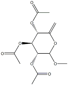 1-O-Methyl-2-O,3-O,4-O-triacetyl-5,6-didehydro-6-deoxy-α-D-glucopyranose Struktur