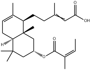 3-Methyl-5-[(1R)-1,4,4aβ,5,6,7,8,8a-octahydro-2,5,5,8aα-tetramethyl-7β-[[(Z)-2-methyl-1-oxo-2-butenyl]oxy]naphthalen-1α-yl]-2-pentenoic acid Struktur