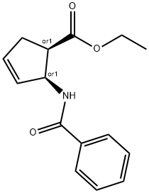 3-Cyclopentene-1-carboxylicacid,2-(benzoylamino)-,ethylester,(1R,2S)-rel- Struktur