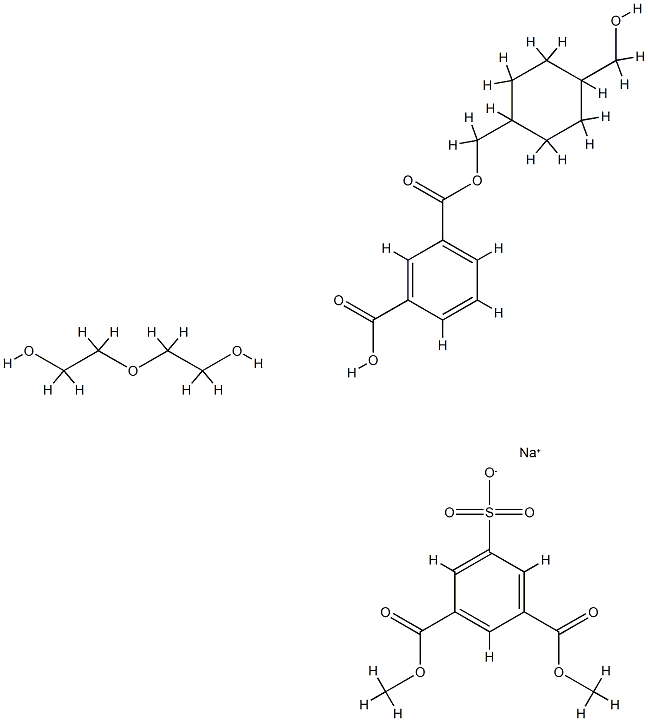 1,3-Benzenedicarboxylic acid, 5-sulfo-, 1,3-dimethyl ester, sodium salt, polymer with 1,3-benzenedicarboxylic acid, 1,4-cyclohexanedimethanol and 2,2'-oxybis[ethanol] Struktur