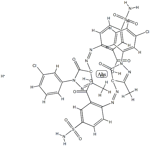 hydrogen bis[2-[[1-(3-chlorophenyl)-4,5-dihydro-3-methyl-5-oxo-1H-pyrazol-4-yl]azo]-5-sulphamoylbenzoato(2-)]chromate(1-) Struktur