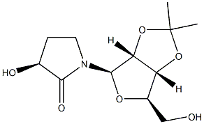 (3S)-3-Hydroxy-1-(2-O,3-O-isopropylidene-β-D-ribofuranosyl)pyrrolidin-2-one Struktur