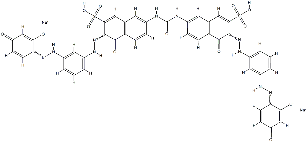 7,7'-Ureylenebis[4-hydroxy-3-[[3-[(2,4-dihydroxyphenyl)azo]phenyl]azo]naphthalene-2-sulfonic acid sodium] salt Struktur