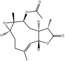 (1aR,4E,5aS,8S,8aS,10S,10aS)-10-Acetoxy-1a,3,5a,8,8a,9,10,10a-octahydro-4,8,10a-trimethyloxireno[5,6]cyclodeca[1,2-b]furan-7(2H)-one Struktur