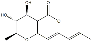 (2S)-3,4-Dihydro-3α,4β-dihydroxy-2β-methyl-7-[(E)-1-propenyl]-2H,5H-pyrano[4,3-b]pyran-5-one Struktur