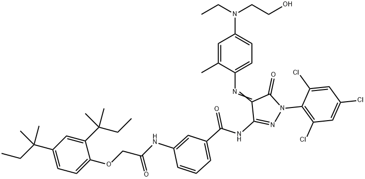 3-[[[2,4-bis (1,1-dimethylpropyl)phenoxy]acetyl]amino]-N-[4-[[4-[ethyl(2-hydroxyethyl)amino]-2-methBenzamide 2-(2,4-di-tert-Pentylphenoxy)-3'-[[1-(2,4,6-trichlorophenyl)-4-[[4-[ethyl(2-hydroxyethyl) amino]-2-methylphenyl]imino]-5-oxo-2-pyrazolin-3-yl]carbamoyl]acetanilide Struktur