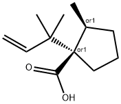 Cyclopentanecarboxylic acid, 1-(1,1-dimethyl-2-propenyl)-2-methyl-, (1R,2S)-rel- (9CI) Struktur