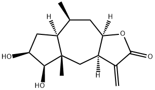 (3aR,7aα,9aα)-Dodecahydro-5β,6β-dihydroxy-4aβ,8β-dimethyl-3-methyleneazuleno[6,5-b]furan-2-one Struktur