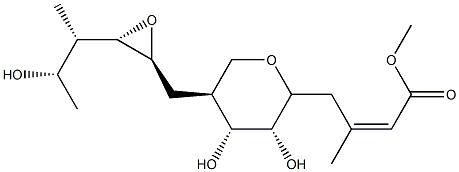 (Z)-3-Methyl-4-[(2S)-tetrahydro-3α,4α-dihydroxy-5β-[[(2S,3S)-3α-[(1S,2S)-2-hydroxy-1-methylpropyl]oxiran-2β-yl]methyl]-2H-pyran-2β-yl]-2-butenoic acid methyl ester Struktur