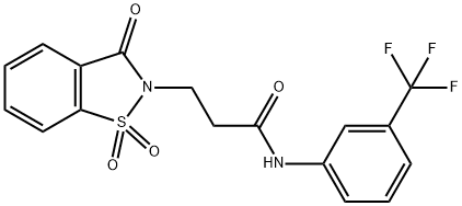 3-(1,1-dioxido-3-oxo-1,2-benzisothiazol-2(3H)-yl)-N-[3-(trifluoromethyl)phenyl]propanamide Struktur