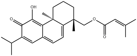 3-Methyl-2-butenoic acid [(1S)-1,2,3,4,4a,6-hexahydro-5-hydroxy-1,4aβ-dimethyl-7-isopropyl-6-oxophenanthren-1β-yl]methyl ester Struktur