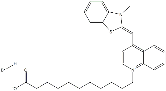 (E)-1-(10-Carboxydecyl)-4-((3-Methylbenzo[D]Thiazol-2(3H)-Ylidene)Methyl)Quinolin-1-Ium Bromide(WXC00718) Struktur