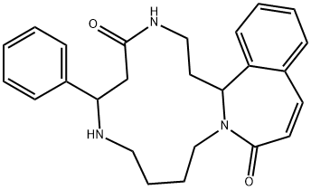 2,3,6,7,8,9,10,11-Octahydro-6-phenyl-1H-[1,5,9]triazacyclotridesino[2,1-a][2]benzazepine-4,13(5H,19bH)-dione Struktur