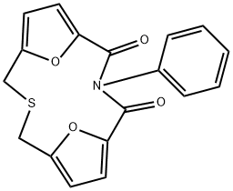 10-Phenyl-15,16-dioxa-3-thia-10-azatricyclo[10.2.1.15,8]hexadeca-5,7,12,14(1)-tetrene-9,11-dione Struktur