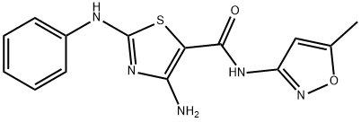 4-amino-2-anilino-N-(5-methyl-3-isoxazolyl)-1,3-thiazole-5-carboxamide Struktur