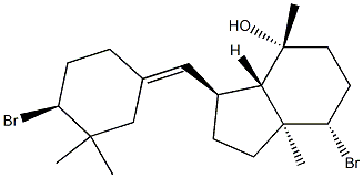 (3S,3aβ)-7α-Bromo-3β-[[(E,S)-4-bromo-3,3-dimethylcyclohexylidene]methyl]octahydro-4,7aα-dimethyl-1H-inden-4α-ol Struktur