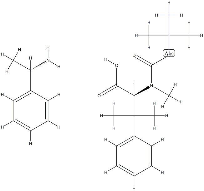 L-Phenylalanine, N-[(1,1-dimethylethoxy)carbonyl]-N,β,β-trimethyl-, compd. with (αS)-α-methylbenzenemethanamine Struktur