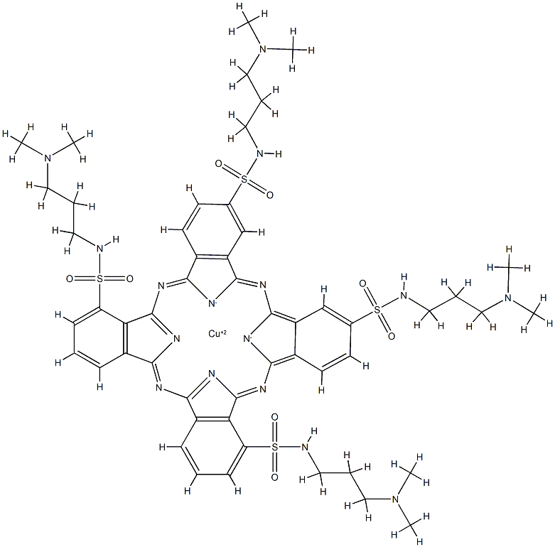 [N,N',N'',N'''-tetrakis[3-(dimethylamino)propyl]-29H,31H-phthalocyaninetetrasulphonamidato(2-)-N29,N30,N31,N32]copper  Struktur