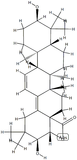 3α,21α,22β-Trihydroxyoleana-11,13(18)-dien-28-oic acid β-lactone Struktur