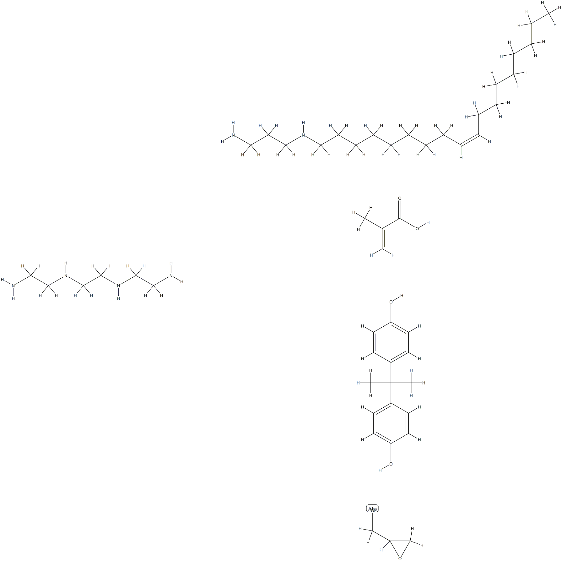 2-Propenoic acid, 2-methyl-, polymer with N,N-bis(2-aminoethyl)-1,2-ethanediamine, (chloromethyl)oxirane, 4,4-(1-methylethylidene)bisphenol and N-(9Z)-9-octadecenyl-1,3-propanediamine Struktur